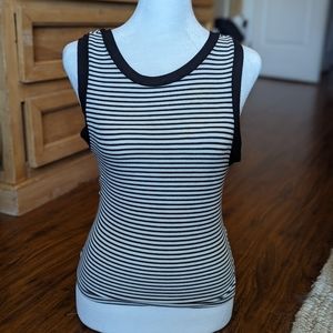Cherish- open black, black and white striped top